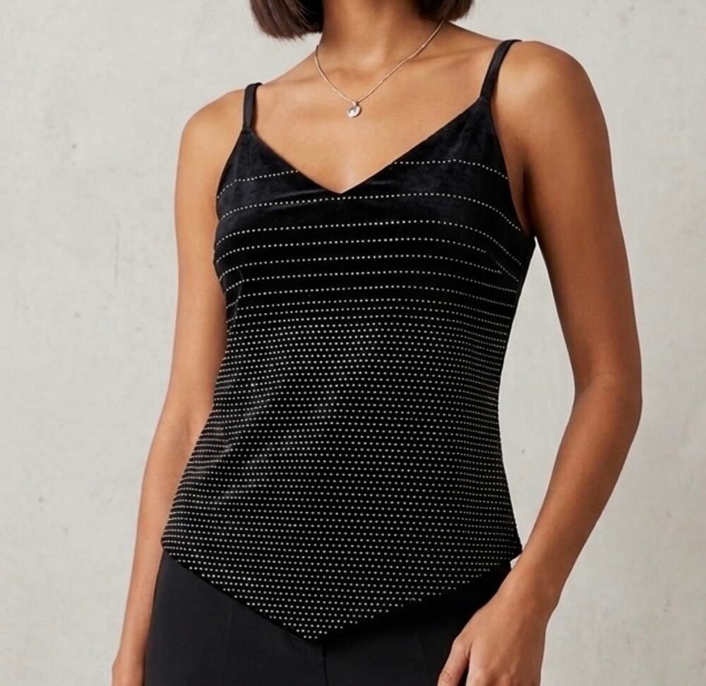 VTG CDC Evening Black Velvet Tank‎ Top Sz 10 Sparkly Holiday NYE 90s y2k